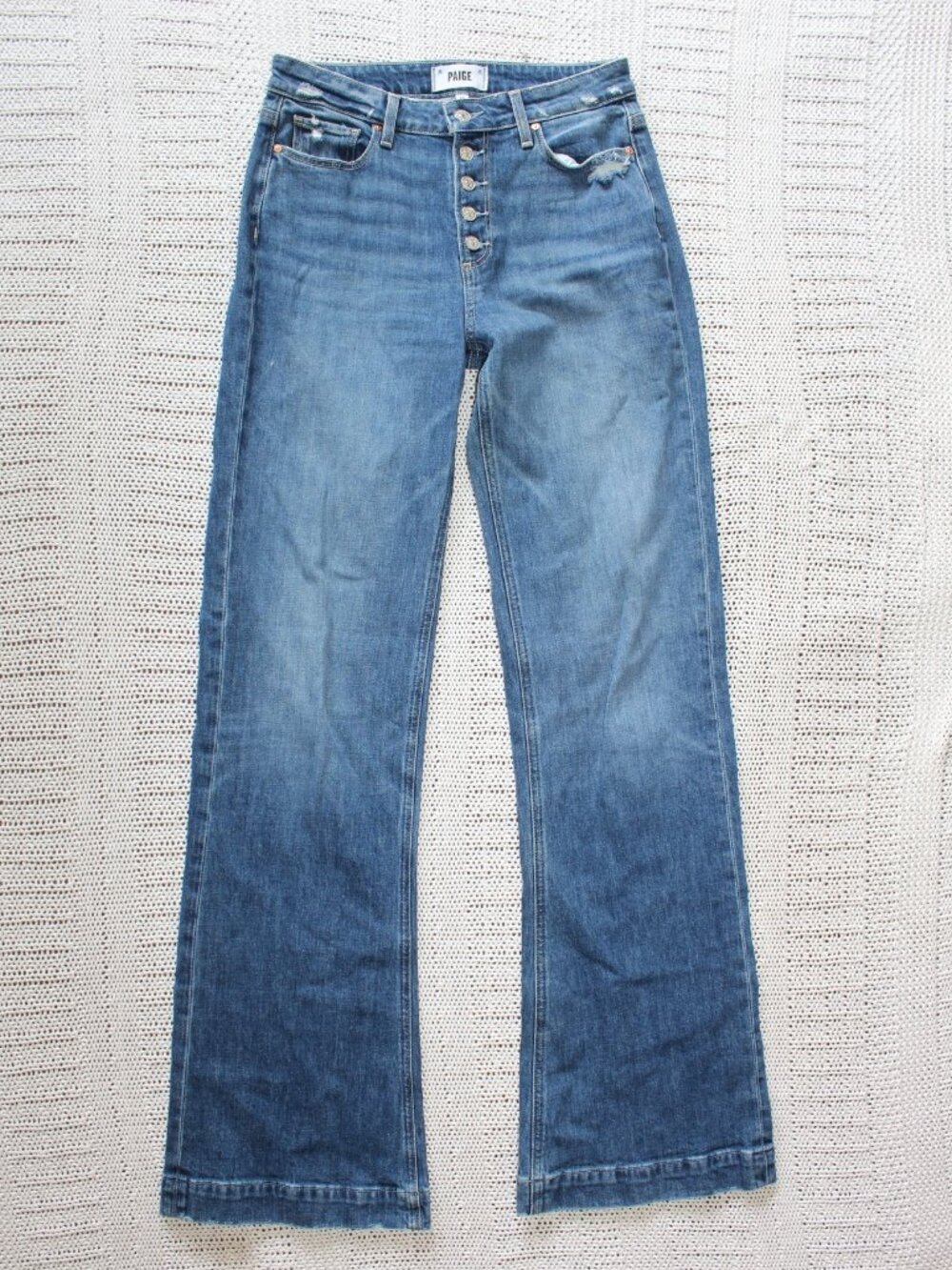Paige Leenah Wide Leg Jeans W26/ L35 button fly Denim High Rise Bootcut Casual - Picture 7 of 9